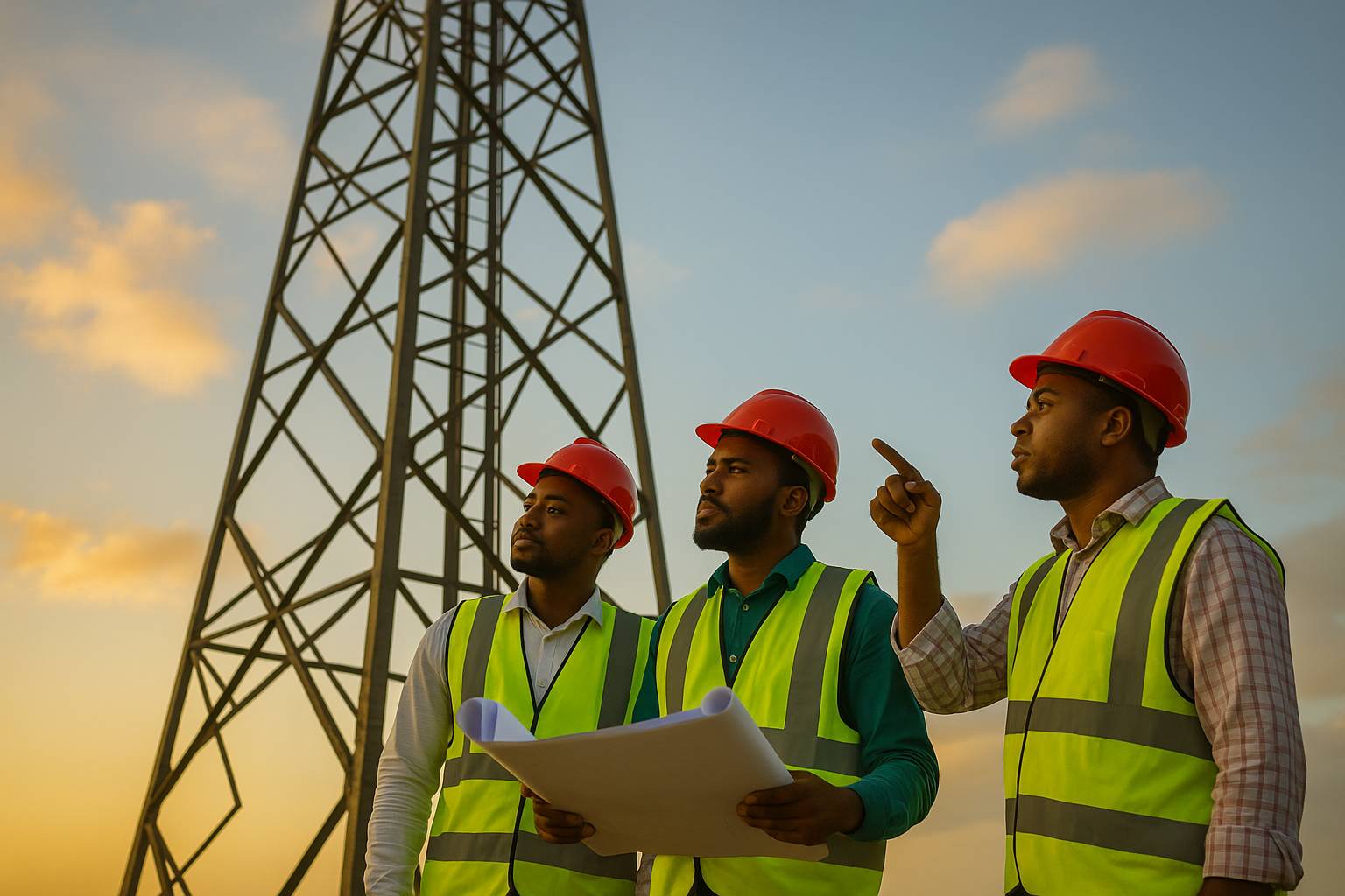 Engineers on tower site